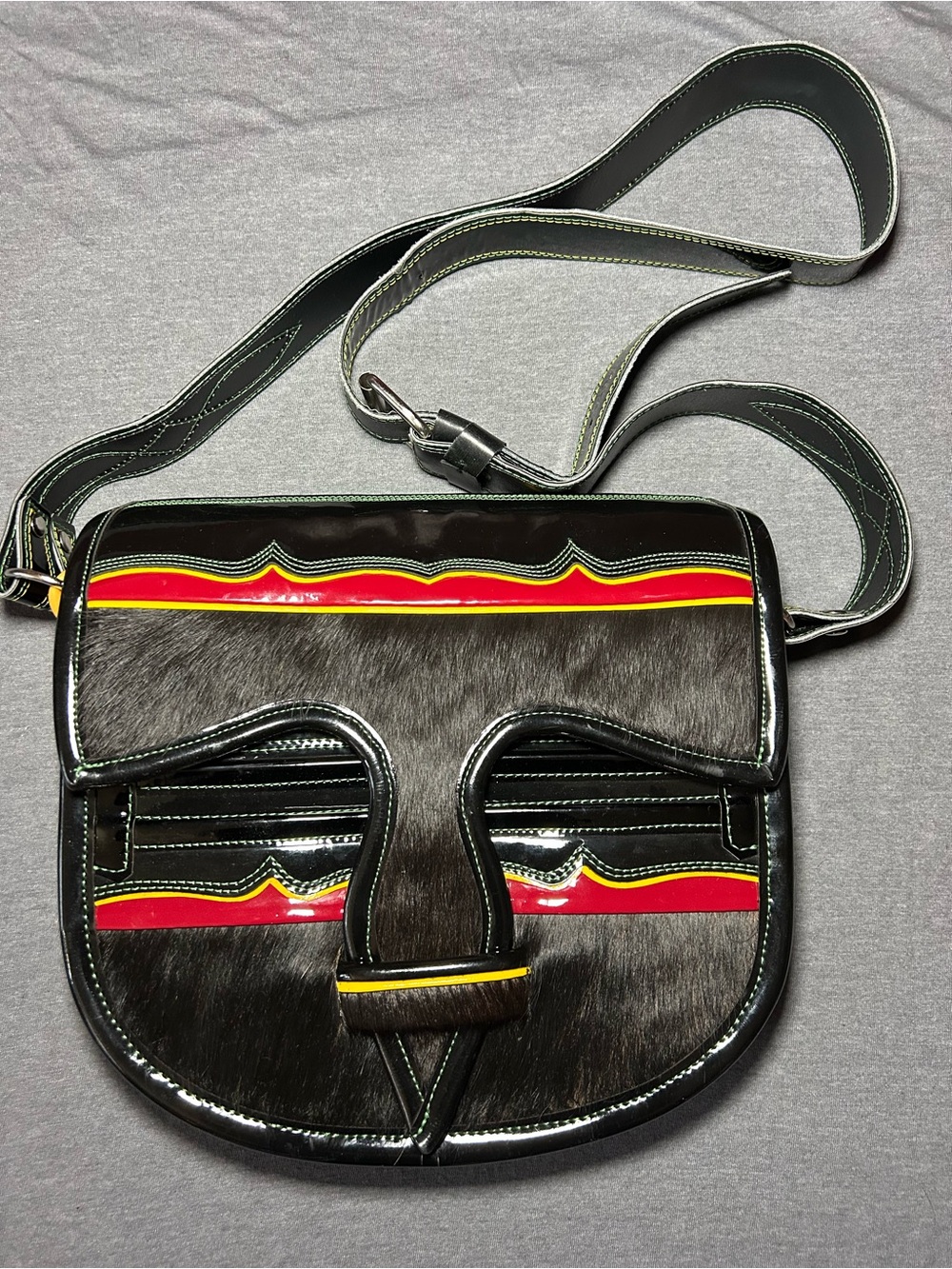Jericho Dario Agudelo BlackCrossbody Bag with Leather & Hair Hide